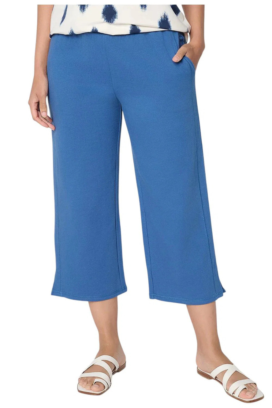 AnyBody Women`s Cotton French Terry Cropped Pants Vintage Indigo - Petite
